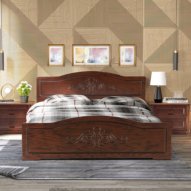 Noor Wooden Double Bed | BDH-316-3-1-20