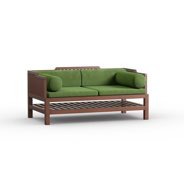 Wooden Double Sofa-ARIZONA-SDC-374-(Fabric-2155) 