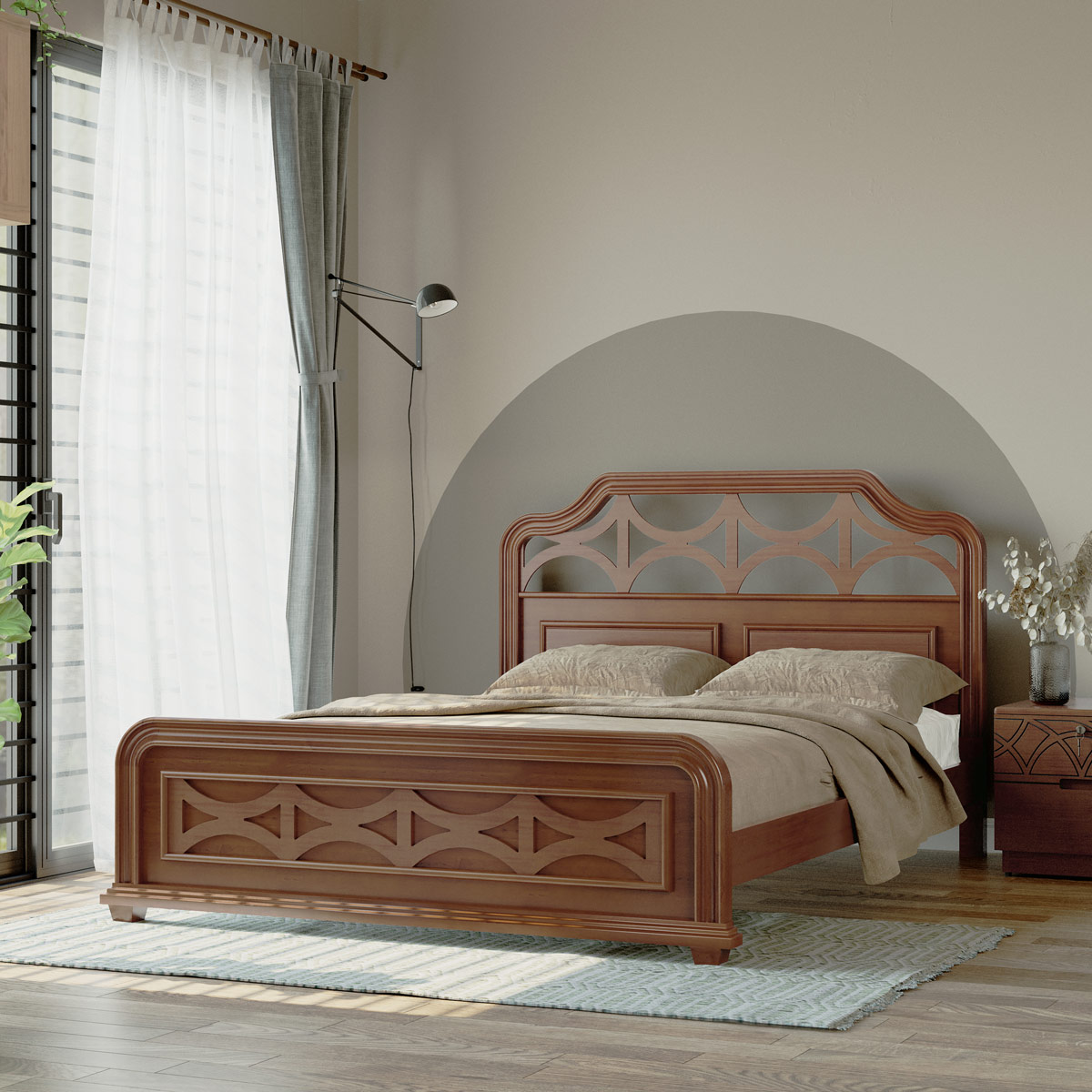 Panam Wooden Double bed I BDH-364-3-1-20