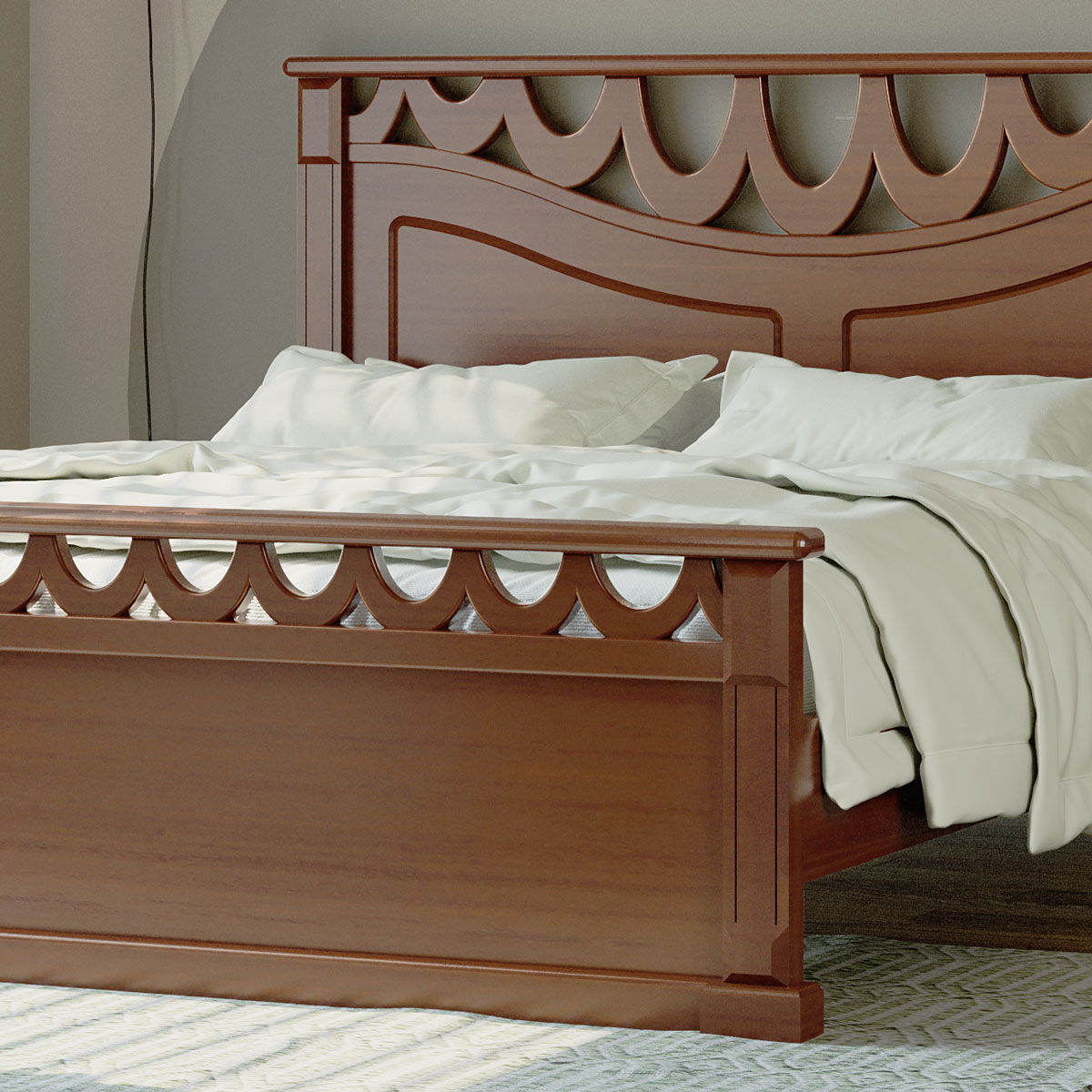 Oyster Wooden Double Bed | BDH-336-3-1-20